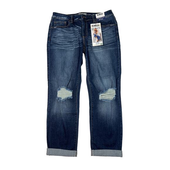 Rewash Tomgirl Jeans Comfort Stretch Mid Rise Distressed Denim NWT Womens 7/28 - Picture 1 of 6